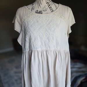 Wonderly Cream Embroidered Babydoll Blouse